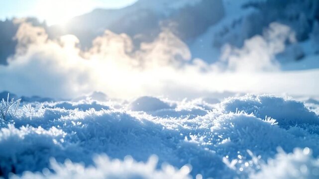 Winter snowscape closeup