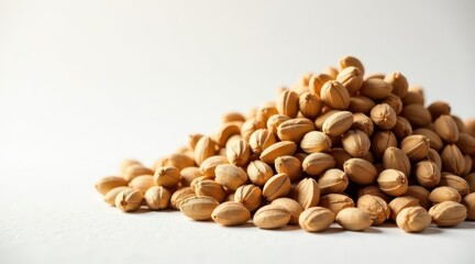 A Bountiful Heap of Light Brown Oval Seeds on a Smooth White Surface