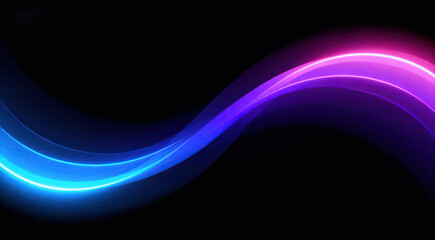 Obraz premium Colorful glowing abstract waves on black background, showcasing vibrant and dynamic digital art.