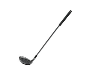 A single golf club with dark grip and silver head, against a black background