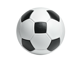 A perfectly round soccer ball featuring black and white pentagons and hexagons, centered