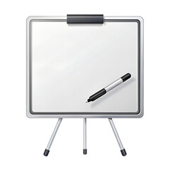 Whiteboard with Marker on a Tripod Stand easel presentation isolated on a transparent background