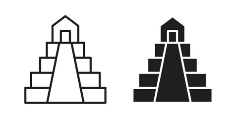 Chichen Itza icon art in black and white