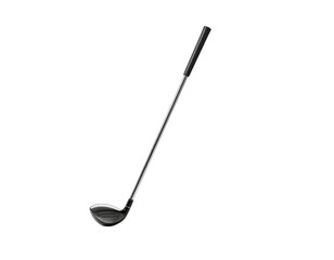 Golf club angled against a black background, showing the head and grip