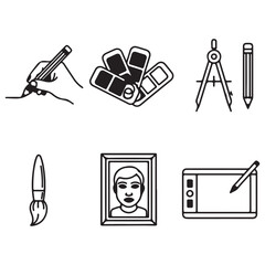 Collection of Art and Design Tools Icons for Creative Process