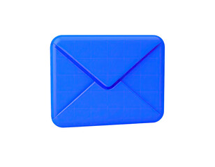 Bright blue, 3D rendered envelope with a grid texture, isolated on black