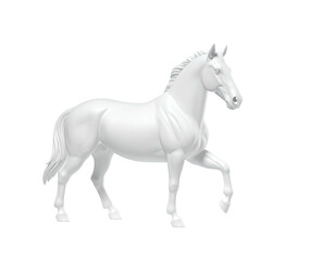 Fototapeta premium A pristine, pure-white horse statue, posed gracefully, isolated against black