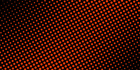 Naklejka premium Slash red halftone gradient texture. Vanishing cartoon polka dot background. Dotted corner gradation pattern. Fading comic pop art overlay backdrop.