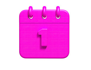 A vibrant pink 3D-rendered calendar icon with a bold number one on the page