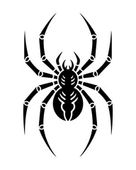 Black Spider on White Background – Minimal Vector Illustration