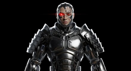 Cybernetic Shogun in Futuristic Metal Armor