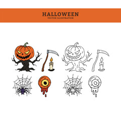 Hand Drawn Spooky Vector Illustrations 3