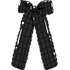 Black Christmas Gingham Coquette Bow Clipart, Dark Holiday Illustration 