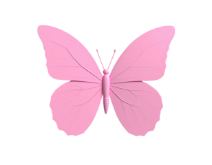 A detailed, geometric representation of a symmetrical pink butterfly