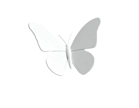 Rendered, 3D, stylized butterfly with wings spread against a black background - Powered by Adobe