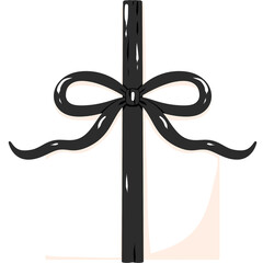 Black And White Christmas Gift Clipart, Dark Holiday Illustration 