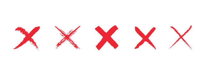 Set of the wrong incorrect, reject, false, ban, crossed out criss cross, x sign. Vector illustration