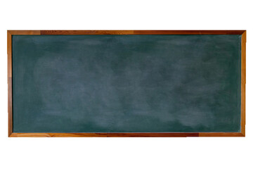 Empty green chalkboard texture hang on the white wall. double frame from greenboard and white background. image for background, wallpaper and copy space. bill board wood frame for add text.