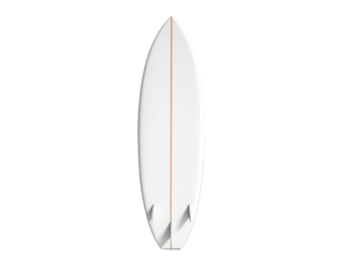 Isolated overhead view of a white surfboard on a black background