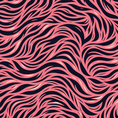 Fototapeta premium Abstract pink tiger animal striped skin texture background pattern stylish artwork, great for wallpapers, fabrics, fashion prints, and stylish decoration.
