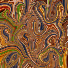 Vivid abstract swirl art in earthy tones of brown, green, gold, and navy. A dynamic texture design perfect for backgrounds and modern decor. Golden keywords: abstract, swirl, texture, modern, colorful