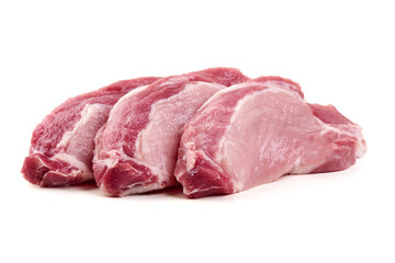 Raw Pork Chops, isolated on white background