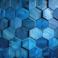 Blue marbled hexagonal tile pattern