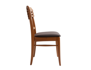 Elegant Wooden Chair with Upholstered Seat in Side View Perspective