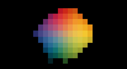 Fototapeta premium Colorful Pixelated Spectrum Displayed Against a Black Background.