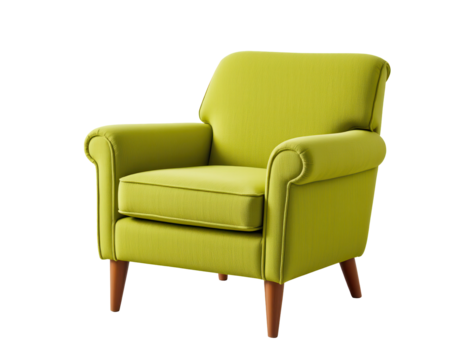 Bright Green Armchair with Wooden Legs for Modern Interior Design