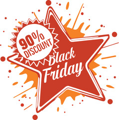 Black friday sale featuring a 90 percent discount on a starburst graphic