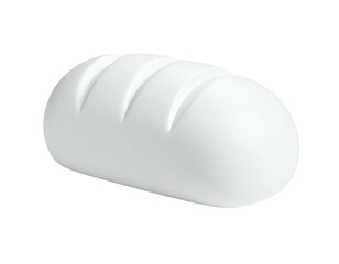 A glossy, stylized white loaf of bread with shallow, horizontal cuts