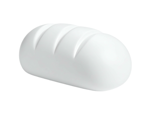 A glossy, stylized white loaf of bread with shallow, horizontal cuts