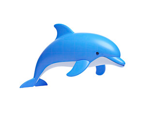Fototapeta premium 3D rendering of a cute blue dolphin against a black background