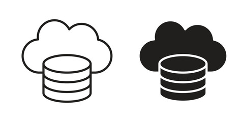 Cloud server icon art in black and white