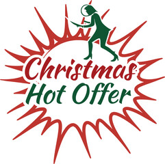 Christmas hot offer sale with festive silhouette and bursting design