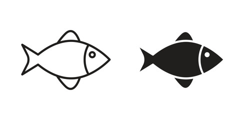 Clown fish icon art in black and white