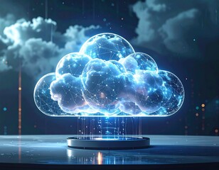 Glowing cloud on a platform