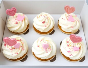Sweet heart cupcakes in a box