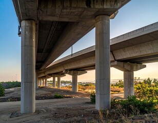 Concrete overpass seen from below