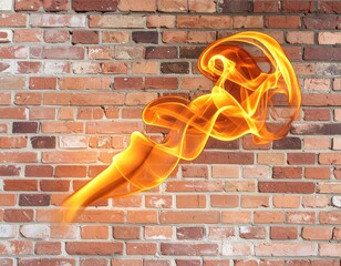 Flame swirls against brick wall