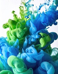 Blue & Green Ink Swirling Abstract