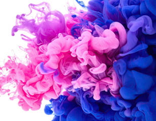 Vibrant merging of pink, blue, and purple abstract color clouds