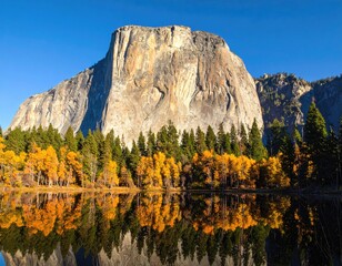 Mountain vista with trees reflected