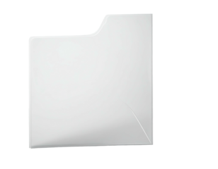 A slightly curved, plain white paper shape against a stark black background