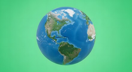 Fototapeta premium Detailed 3D rendering of planet Earth, a vibrant globe with continents and oceans against a plain background