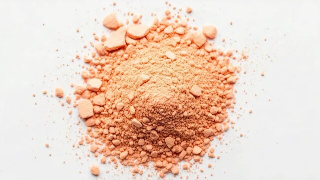 Close up of cosmetic powder on white background.