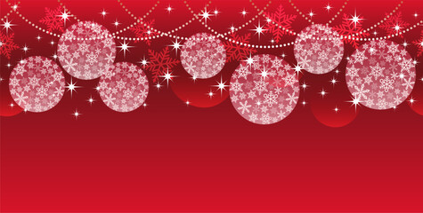 Seamless Vector Background With Christmas Ball Ornament And Text Space. Horizontally Repeatable.