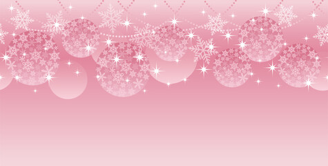 Seamless Vector Background With Christmas Ball Ornament And Text Space. Horizontally Repeatable.