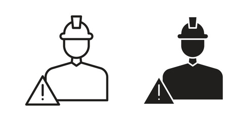 Construction risk icon art in black and white